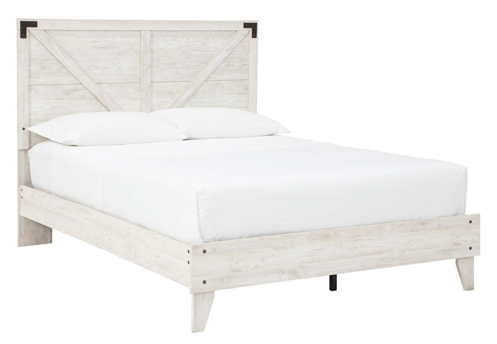 Shawburn Whitewash Wood Full Platform Bed with Headboard