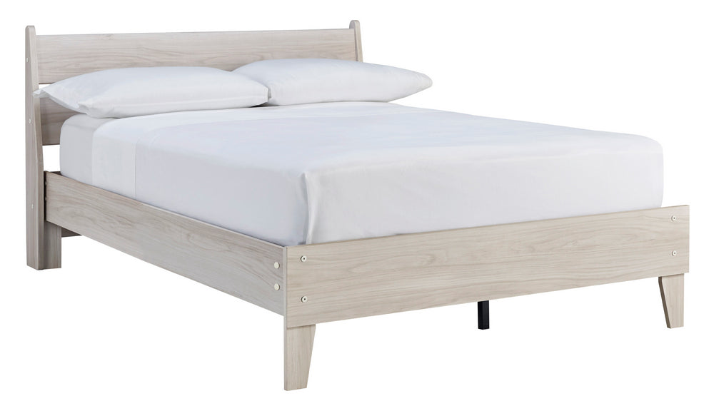 Socalle Natural Tone Full Platform Bed with Headboard