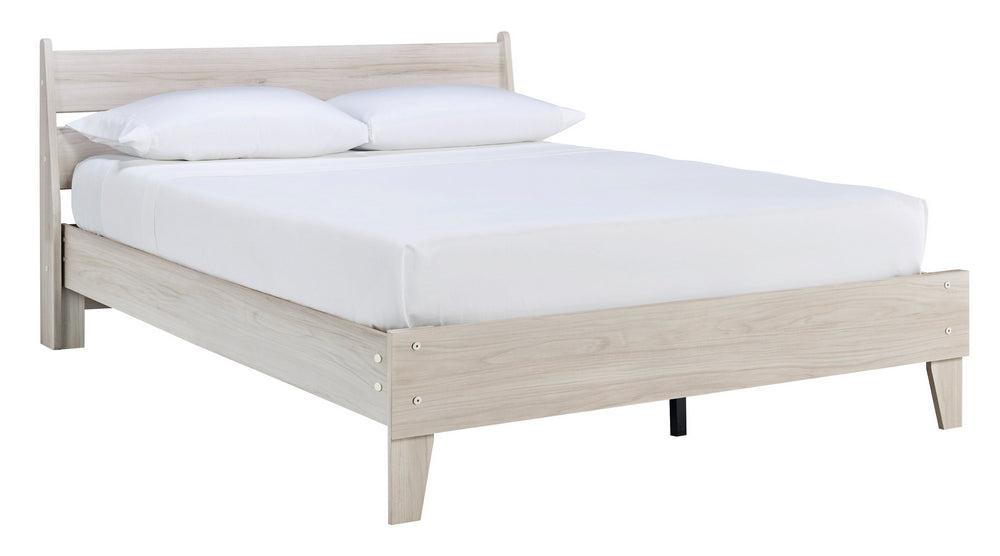 Socalle Natural Tone Queen Platform Bed with Headboard