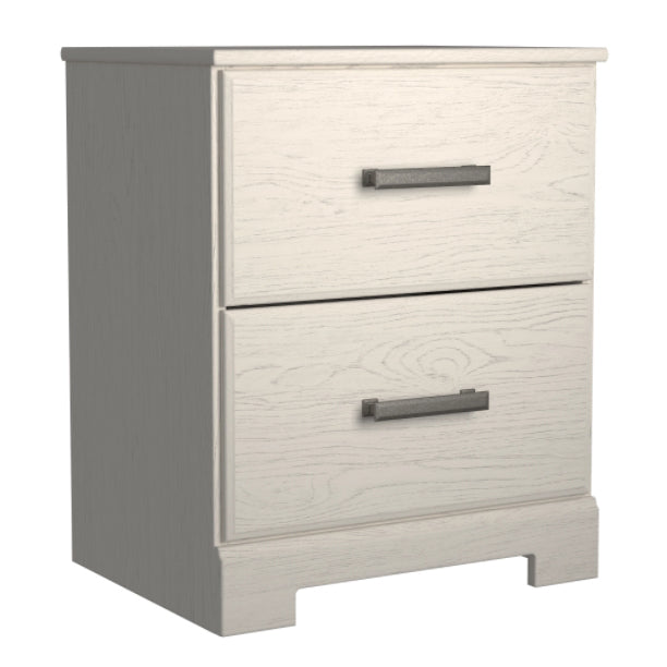 Stelsie White Wood 2-Drawer Nightstand