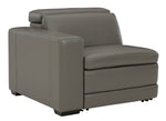 Texline Gray Leather Power Recliner Loveseat