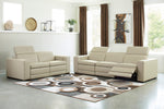 Texline Sand Leather Power Recliner Sofa