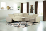 Texline 6-Pc Sand Leather Power Recliner Sectional Sofa