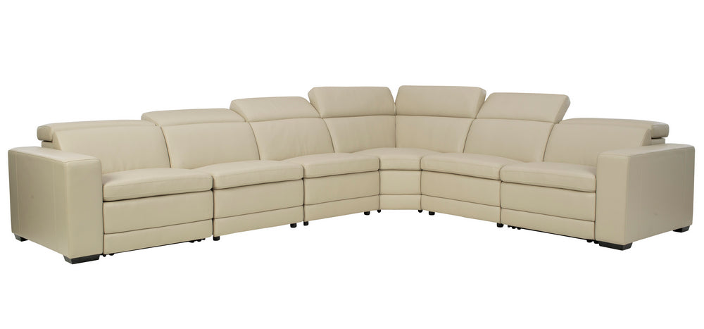 Texline 7-Pc Sand Leather Power Recliner Sectional Sofa