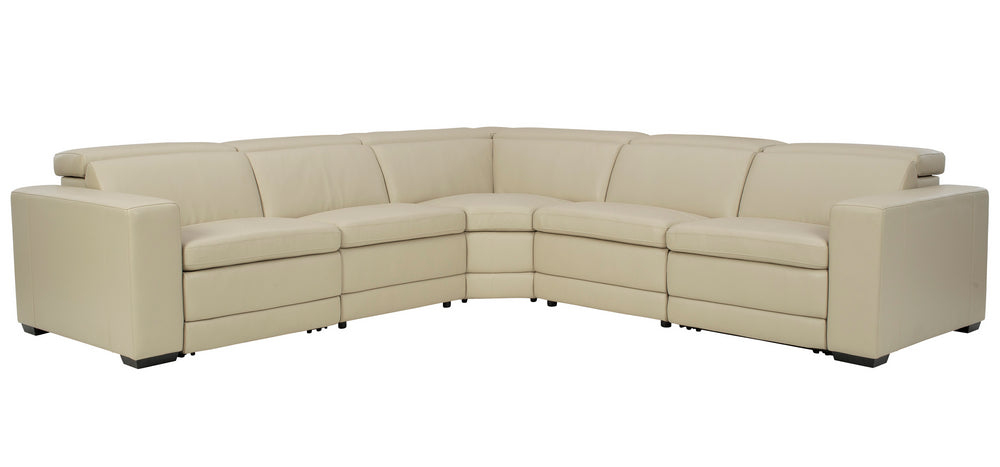 Texline 6-Pc Sand Leather Power Recliner Sectional Sofa