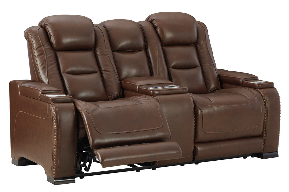 The Man-Den Mahogany Power Recliner Loveseat