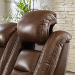 The Man-Den Mahogany Power Recliner Loveseat