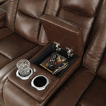 The Man-Den Mahogany Power Recliner Loveseat