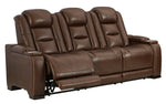 The Man-Den Mahogany Power Recliner Sofa