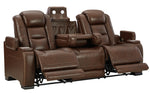 The Man-Den Mahogany Power Recliner Sofa