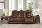 The Man-Den Mahogany Power Recliner Sofa