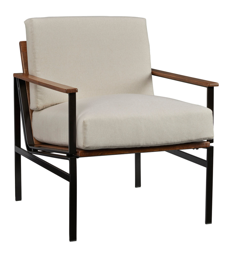 Tilden Ivory Fabric/Brown Wood Accent Chair