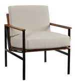 Tilden Ivory Fabric/Brown Wood Accent Chair