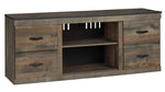 Trinell Brown Wood LG TV Stand with Fireplace Insert