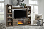 Trinell Brown Wood Entertainment Center with Fireplace Insert