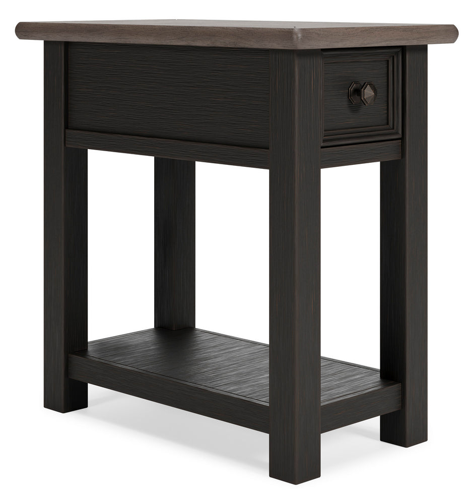 Tyler Creek Grayish Brown/Black Wood Chair Side End Table