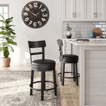 Valebeck Black Wood Swivel Bar Stool