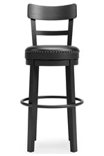 Valebeck Black Wood Tall Swivel Bar Stool