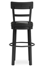 Valebeck Black Wood Tall Swivel Bar Stool