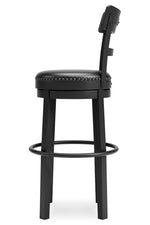 Valebeck Black Wood Tall Swivel Bar Stool