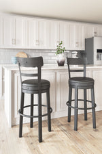 Valebeck Black Wood Tall Swivel Bar Stool