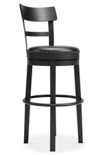 Valebeck Black Wood Tall Swivel Bar Stool