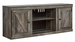 Wynnlow Gray Wood Entertainment Center with Infrared Fireplace Insert