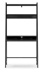 Yarlow Black Wood/Metal Home Office Desk with 2 Upper Shelves