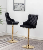 Sisel 2 Black Velvet/Gold Metal Bar Stools