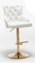 Sisel 2 White Leather/Gold Finish Bar Stools