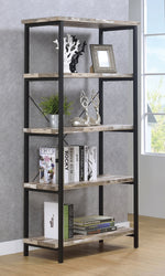 Skelton Salvaged Cabin Wood/Black Metal Bookcase