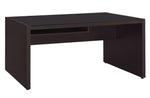 Skylar Cappuccino Wood Computer Desk with Black Glass Top