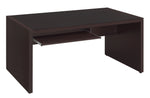 Skylar Cappuccino Wood Computer Desk with Black Glass Top