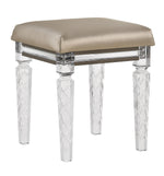 Skylar Dark Champagne Wood/PU Leather Vanity Stool