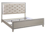 Sliverfluff Champagne Wood Cal King Bed with PU Leather Headboard