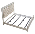 Sliverfluff Champagne Wood King Bed with PU Leather Headboard