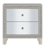 Sliverfluff Champagne Wood Nightstand with Mirrored Panels