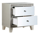 Sliverfluff Champagne Wood Nightstand with Mirrored Panels