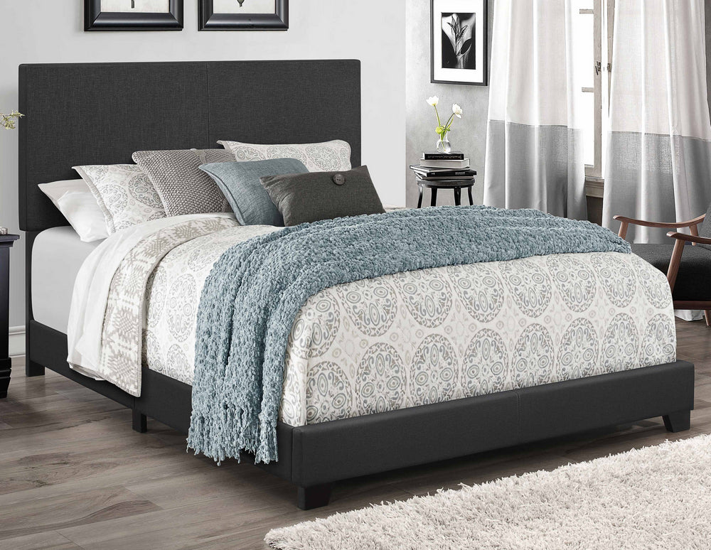 Sofie Dark Gray Linen Fabric Queen Bed