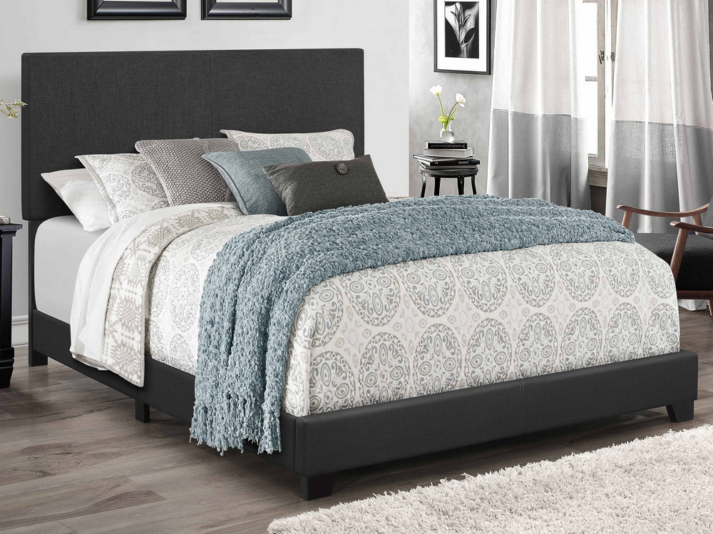 Sofie Dark Gray Linen Fabric Twin Bed