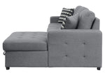 Solomon 2-Pc Gray Fabric RAF Sectional Sofa w/ Storage