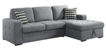 Solomon 2-Pc Gray Fabric RAF Sectional Sofa w/ Storage