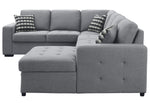 Solomon 4-Pc Gray Fabric RAF Sectional w/ Pull-Out Bed