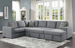 Solomon 4-Pc Gray Fabric RAF Sectional w/ Pull-Out Bed