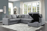 Solomon 4-Pc Gray Fabric RAF Sectional w/ Pull-Out Bed