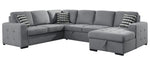 Solomon 4-Pc Gray Fabric RAF Sectional w/ Pull-Out Bed