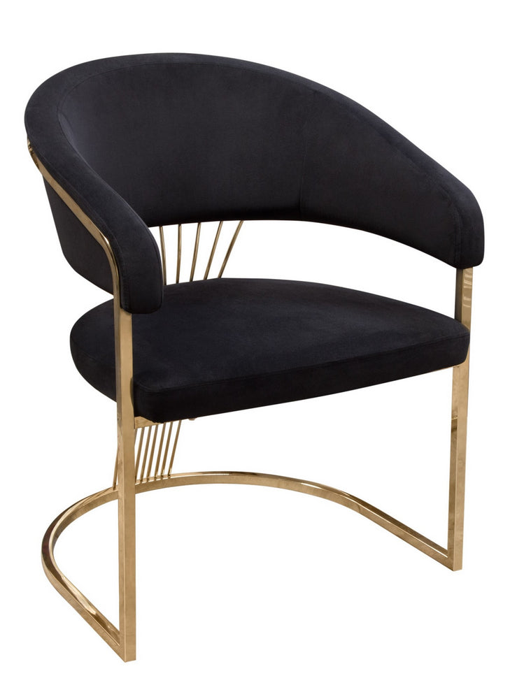 Solstice Black Velvet/Gold Metal Arm Chair