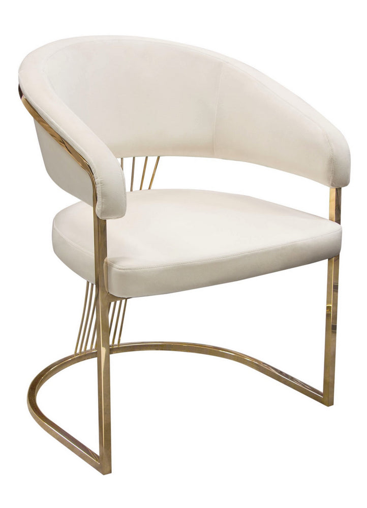 Solstice Cream Velvet/Gold Metal Arm Chair