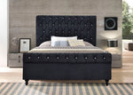 Sora Black Velvet Cal King Platform Bed