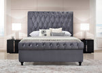 Sora Dark Gray Velvet Cal King Platform Bed